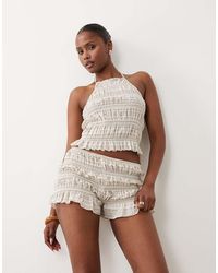 The Frolic - Exclusive Cotton Rich Shirred Micro Shorts Co-ord - Lyst