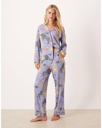 Chelsea Peers - Chelsea Peers Exclusive Petite Long Sleeve Shirt And Pants Set - Lyst