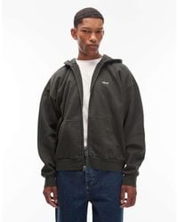 Obey - Felpa Con Cappuccio Oversize Nera Con Zip - Lyst