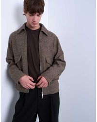 TOPMAN - Giacca Corta A Spina Di Pesce - Lyst