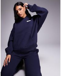 Kaiia - Sudadera Azul Oscuro Extragrande Con Capucha Y Detalle De Etiqueta Con Logo De (Parte De Un Conjunto) - Lyst