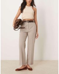 ASOS - Pantaloni Slim Dritti Sartoriali Color Visone A Righe Con Cintura - Lyst