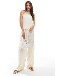 Vero Moda - Textured Plisse Wide Leg Trouser Co-Ord - Lyst