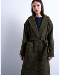 TOPSHOP - – gebürsteter, formeller mantel mit em karomuster - Lyst