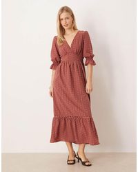 Lovedrobe - Gingham V Neck Midaxi Dress - Lyst