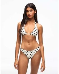 Bershka - Polka Dot Halter Bikini Top - Lyst