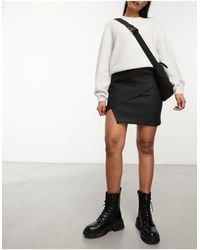 Vero Moda - Wrap Front Coated Mini Skirt - Lyst