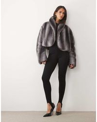 AFRM - Stephanie Faux Fur Barrel Crop Jacket - Lyst