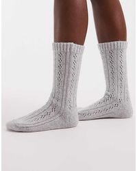 Pieces - Pointelle Cosy Socks - Lyst