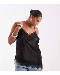 ONLY - Asymm Lace Hem Satin Cami Top - Lyst