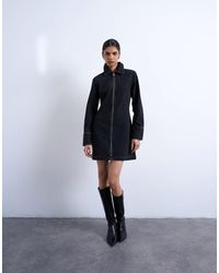 TOPSHOP - – kurzes, langärmliges jeanskleid - Lyst