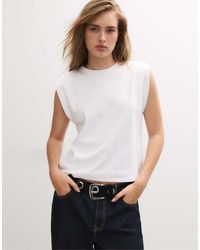 Stradivarius - Basic T-Shirt With Padded Shoulders - Lyst