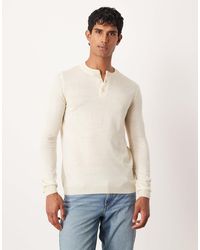 ASOS - – langärmliges henley-t-shirt aus strickstoff - Lyst