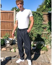 ASOS Smalle Nette Broek Met Hoge Taille - Blauw