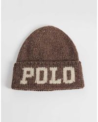 Polo Ralph Lauren - Large Logo Beanie Brown - Lyst