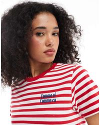 French Connection - Gestreept T-Shirt Met Geborduurd Slogan - Lyst