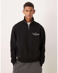 ASOS - Felpa Comoda Color Antracite Con Zip Corta E Stampa Di Testo - Lyst