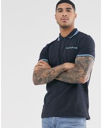 Calvin Klein Smal Poloshirt Met Een Gekleurd Randje - Blauw