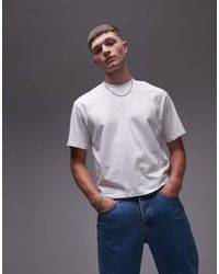 TOPMAN - Camiseta Blanca De Corte Cuadrado De - Lyst
