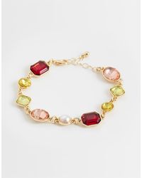 Reclaimed Vintage - Gem Stone Bracelet With Pearl Detail - Lyst