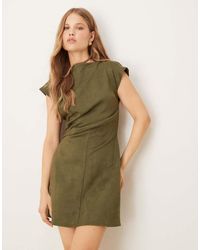ASOS - Suede Drape Mini Dress - Lyst