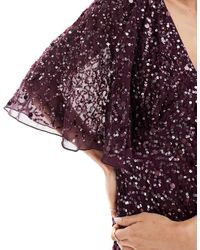 Club L London Club L Embellished Sequin Strapless Fishtail Maxi Dress in  Blue | Lyst UK