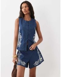ASOS - Denim Sleeveless Top With Cutwork Detail - Lyst
