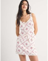Abercrombie & Fitch - Linen Rich Mini Skirt With Scallop Edge Co-ord - Lyst