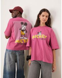 ASOS - Camiseta Rosa Extragrande Con Estampados De Mickey Mouse De Disney De - Lyst