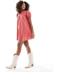 Miss Selfridge - Baby Doll Puff Sleeve Smock Mini Dress - Lyst