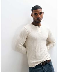 ASOS - Slim Fit Long Sleeve T-shirt With Henley - Lyst