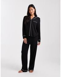 ASOS - Asos design petite – superweicher pyjama aus langärmligem hemd und hose - Lyst