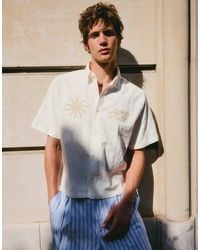 Bershka - Embroidered Boxy Fit Short Sleeve Shirt - Lyst