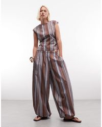 ASOS - Gestreepte Broek Van Katoen En Nylonmix Met Ballonpijpen En Strepen - Lyst