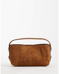 ASOS - Studded Faux Suede Grab Bag With Detachable Crossbody Strap - Lyst