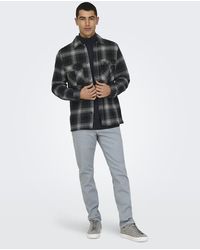 Only & Sons - Camicia Giacca Grigia A Quadri - Lyst