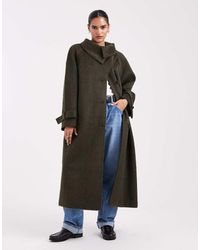 ASOS - Longline Wool Blend Funnel Neck Coat - Lyst