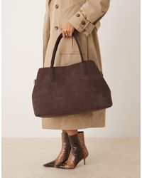 Gina Tricot - Faux Suede Large Tote With Buckle Belt Side Detail - Lyst