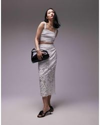 TOPSHOP - Co-ord Premium Lace Detail Midi Skirt - Lyst