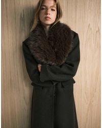 ASOS - Wool Blend Dad Coat With Faux Fur Collar - Lyst