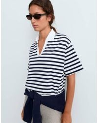 Oysho - Boxy Short-sleeved Polo Neck Cotton Blend T-shirt - Lyst