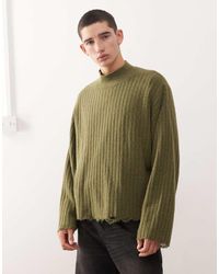 Weekday - Ribbed Turtleneck Jumper With Distressed Hem Detail - Lyst