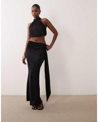 ASOS - Co-Ord Plisse Maxi Skirt With Knot Belt Detail - Lyst