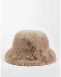 Vero Moda - Faux Fur Bucket Hat - Lyst
