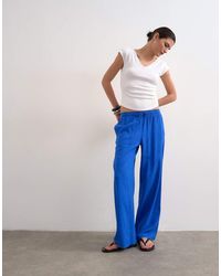 TOPSHOP - Linen Straight Leg Trouser With Deep Cuff - Lyst