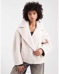 ASOS - Cosy Oversized Strong Shoulder Pea Coat - Lyst