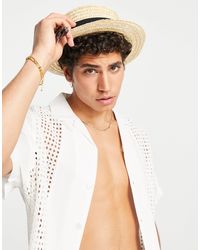 ASOS - Straw Boater Hat With Contrast Band And Size Adjuster - Lyst