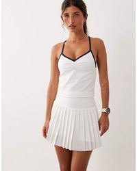 4505 - Active Ruched Front Tank Top With Inner Bra And Contrast Piping - Lyst