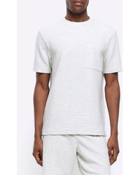 River Island - Regular Fit Textured Pocket T-shirt - Lyst