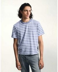 Bershka - Washed Stripe Short Sleeve T-Shirt - Lyst